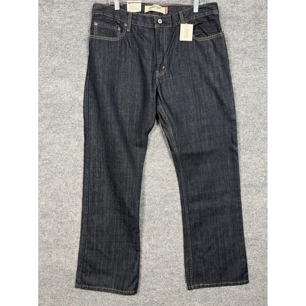 New Levi's 527 Mens Size 36X32 Bootcut Jeans Black Straight Fit Low Rise Pockets